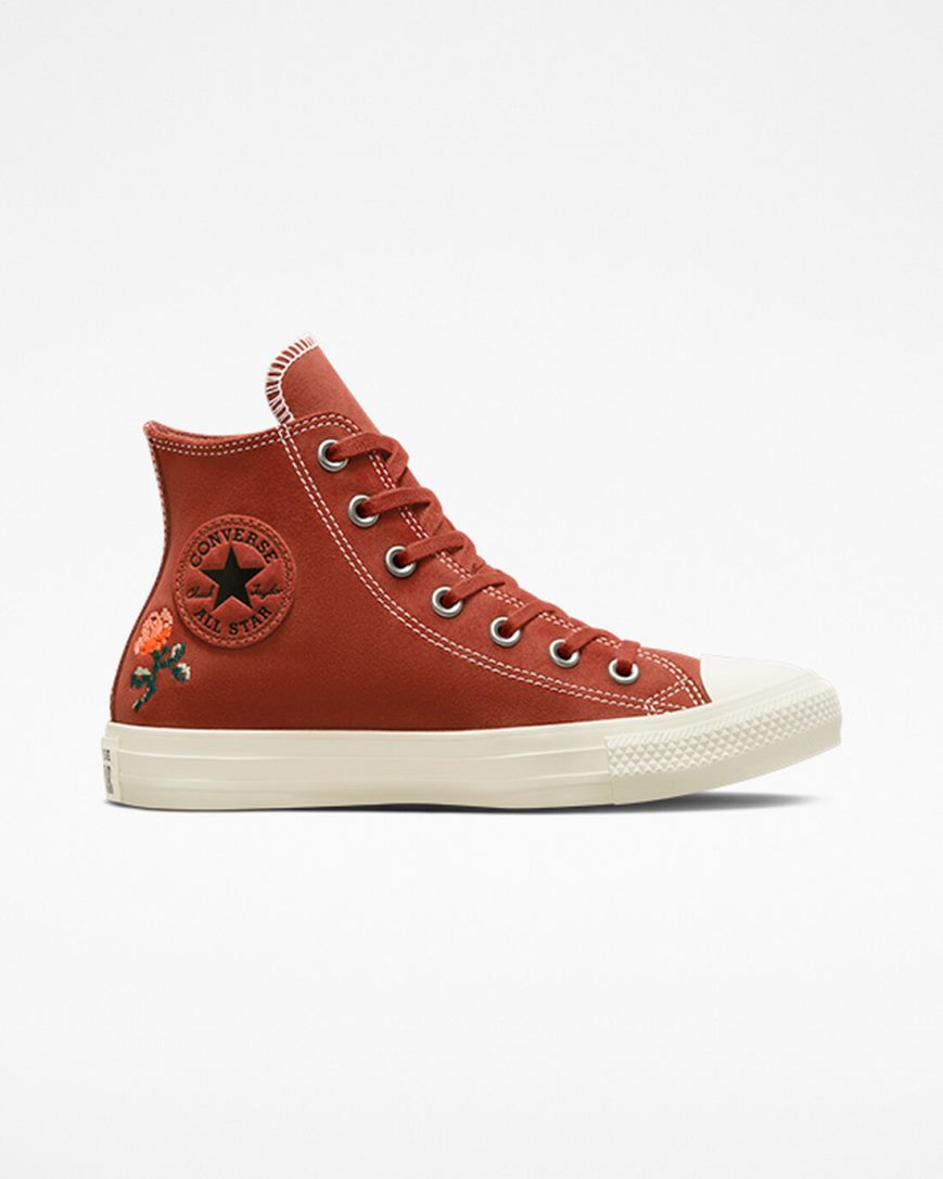 Women\'s Converse Chuck Taylor All Star Embroidered Roses High Top Shoes Orange | AU 6C1E9X